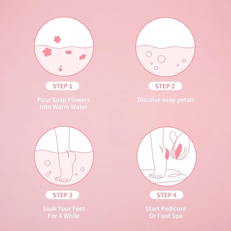 BPrettier صابون بتلات الزهور لنقع القدمين، صابون استحمام برائحة الورد لمنتجعات القدم وحفلات البيديكير، 100 جرام - Image 3